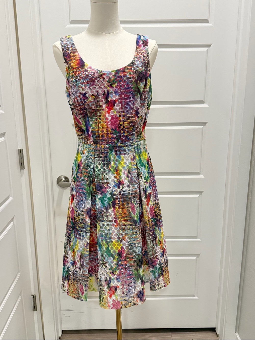 New York & Company Pleated Fit & Flare with Raw Hem and Pockets